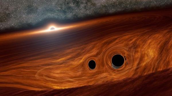 天文学家相信他们已经发现了第一个已知的来自一对碰撞黑洞的耀斑